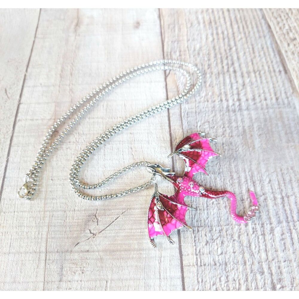 Dragon Necklace Red and Pink